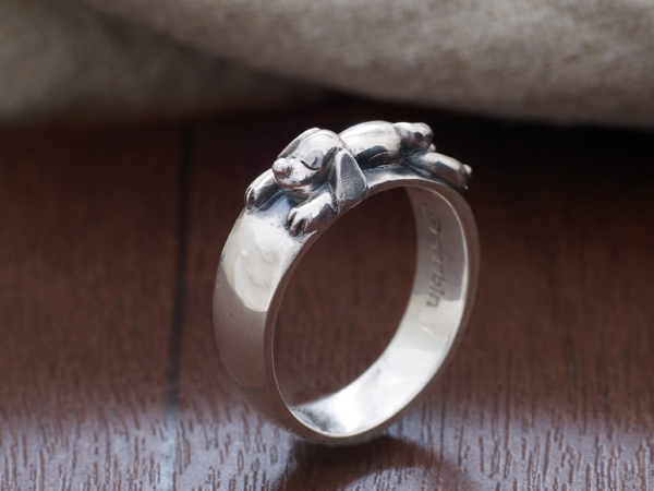 いぬリング3　シルバー製犬モチーフの指輪